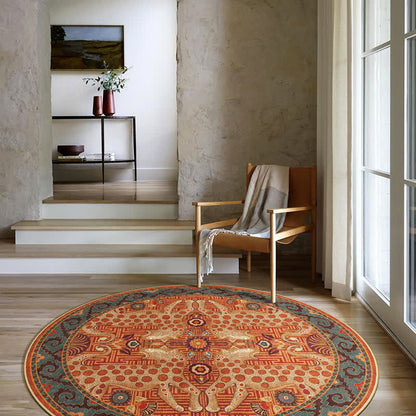 Vintage Exotic Round Leopard Area Rug