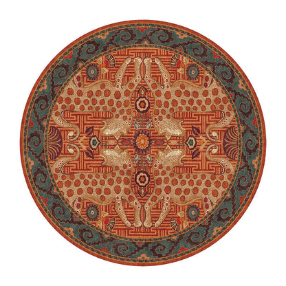 Vintage Exotic Round Leopard Area Rug