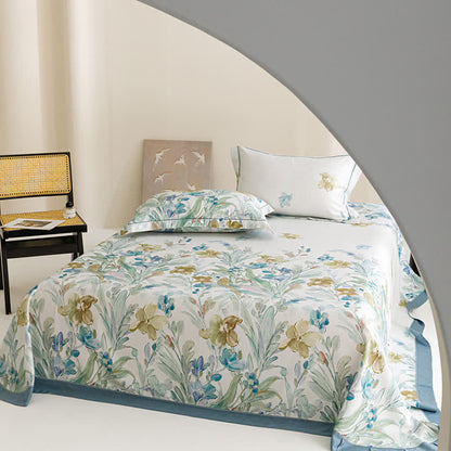 Orchid Print Cool Natural Fiber Bedspread