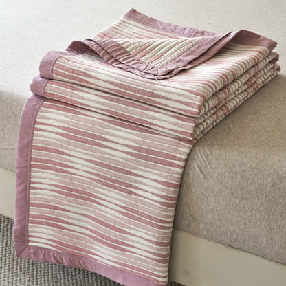 Stripe Print Cotton Muslin Bedspread