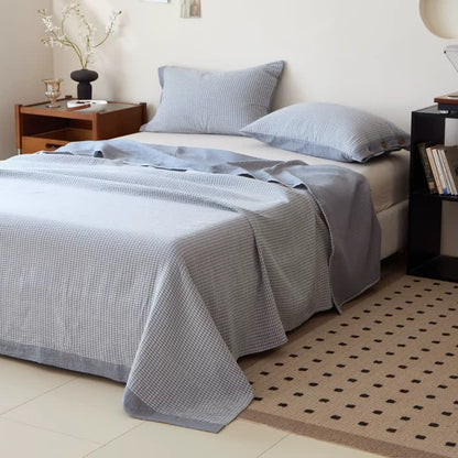 Plaid Cotton Double Gauze Jacquard Bedspread