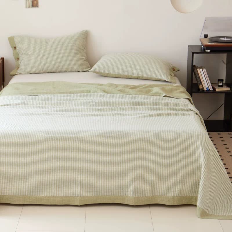 Plaid Cotton Double Gauze Jacquard Bedspread