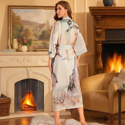 Oriental Mountain Tree Kimono Bathrobe