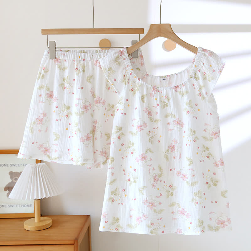 Cherry Blossom Flutter Sleeve Loungewear Set