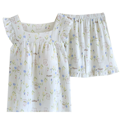 Floral Rabbit Flutter Sleeve Loungewear Set