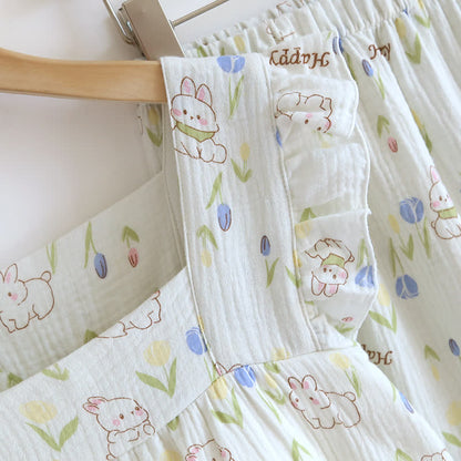 Floral Rabbit Flutter Sleeve Loungewear Set