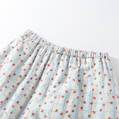 Red Floral Flutter Sleeve Cotton Sleepwear
