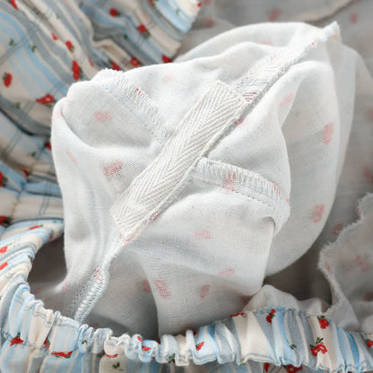 Red Floral Flutter Sleeve Cotton Sleepwear