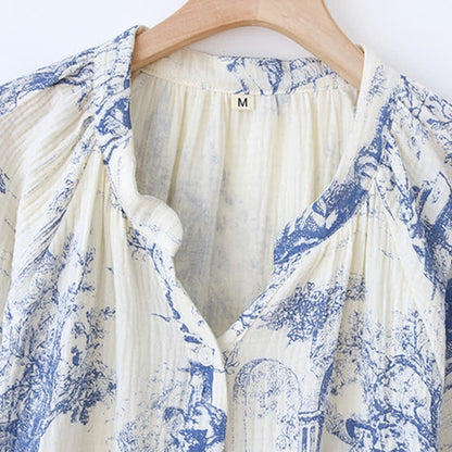 Toile Print Cotton Gauze Nightdress