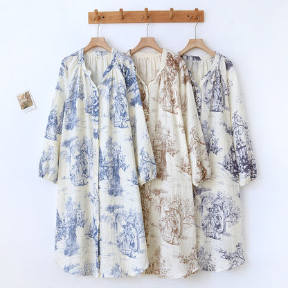 Toile Print Cotton Gauze Nightdress - image 0