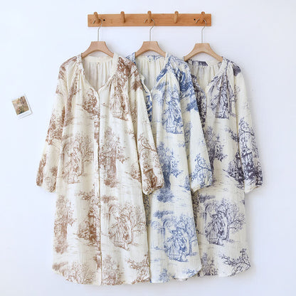 Toile Print Cotton Gauze Nightdress - image 1