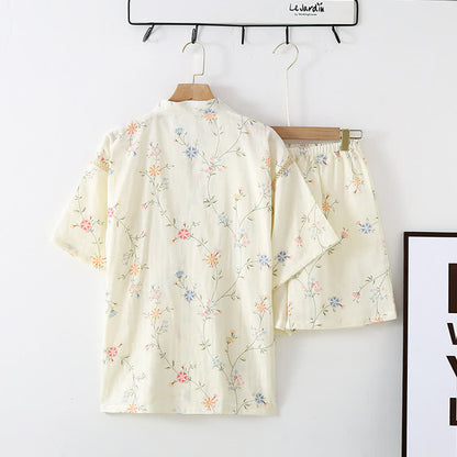 Floral Cotton Gauze Kimono Loungewear Robe