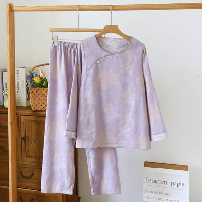 Oriental Hostas Jacquard Cotton Sleepwear Set