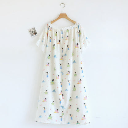 Oriental Cartoon Princess Cotton Lace Nightdress