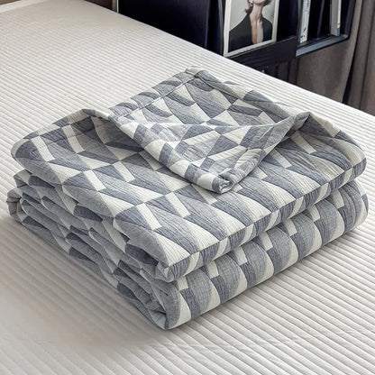 Geometric Triangle Print Cotton Muslin Quilt