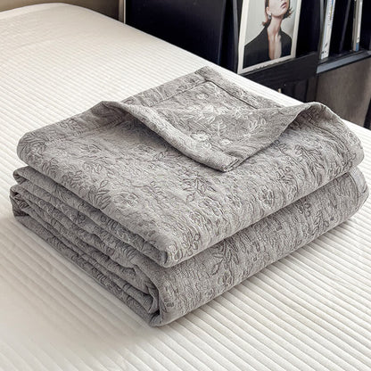 Floral Leaf Print Cotton Muslin Quilt