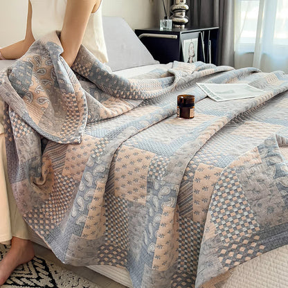 Paisley Geometric Patchwork Cotton Muslin Quilt