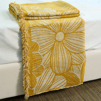 Daisy Jacquard Chenille Blanket with Tassels