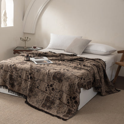 Floral Plaid Patchwork Cotton Muslin Quilt
