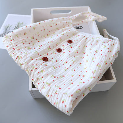 Red Floral Cotton Gauze Cami Nightgown