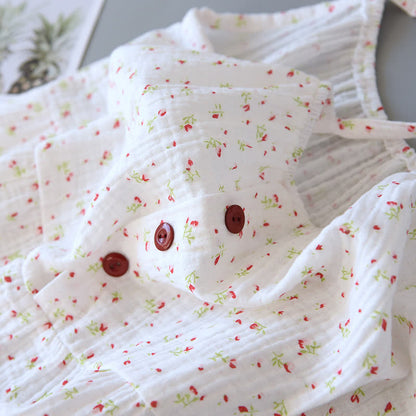 Red Floral Cotton Gauze Cami Nightgown