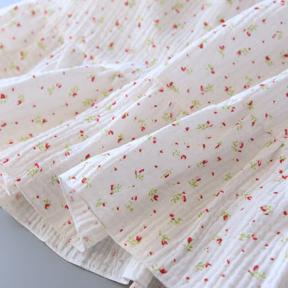 Red Floral Cotton Gauze Cami Nightgown