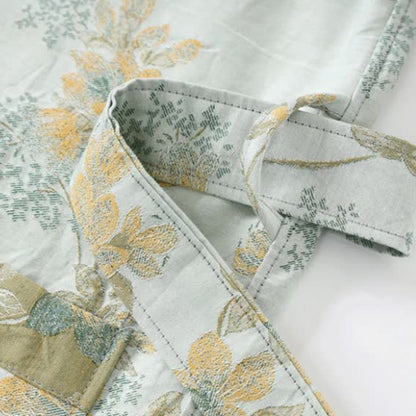 Unisex Peach Blossom Cotton Gauze Bathrobe
