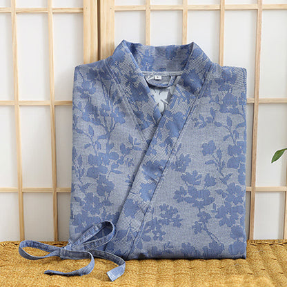 Subtle Floral Kimono Robe with Pocket