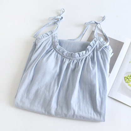 Ruffle Trim Cotton Camisole Nightdress