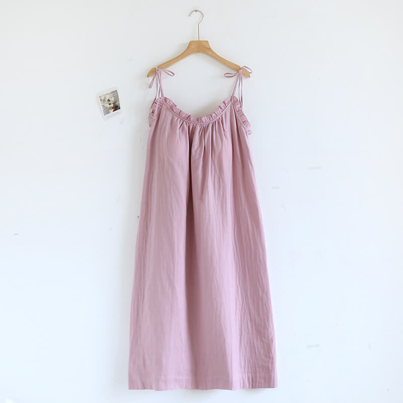 Ruffle Trim Cotton Camisole Nightdress - Pink - XL - image 4