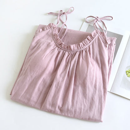 Ruffle Trim Cotton Camisole Nightdress