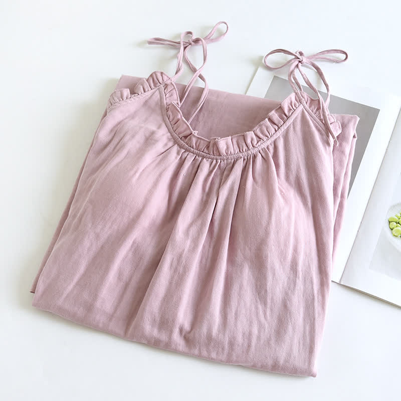 Ruffle Trim Cotton Camisole Nightdress - image 5