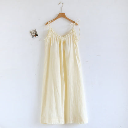 Ruffle Trim Cotton Camisole Nightdress - Yellow - XL - image 6