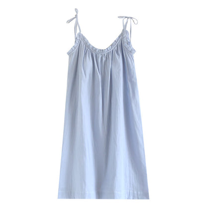 Ruffle Trim Cotton Camisole Nightdress - Blue - XL - image 2