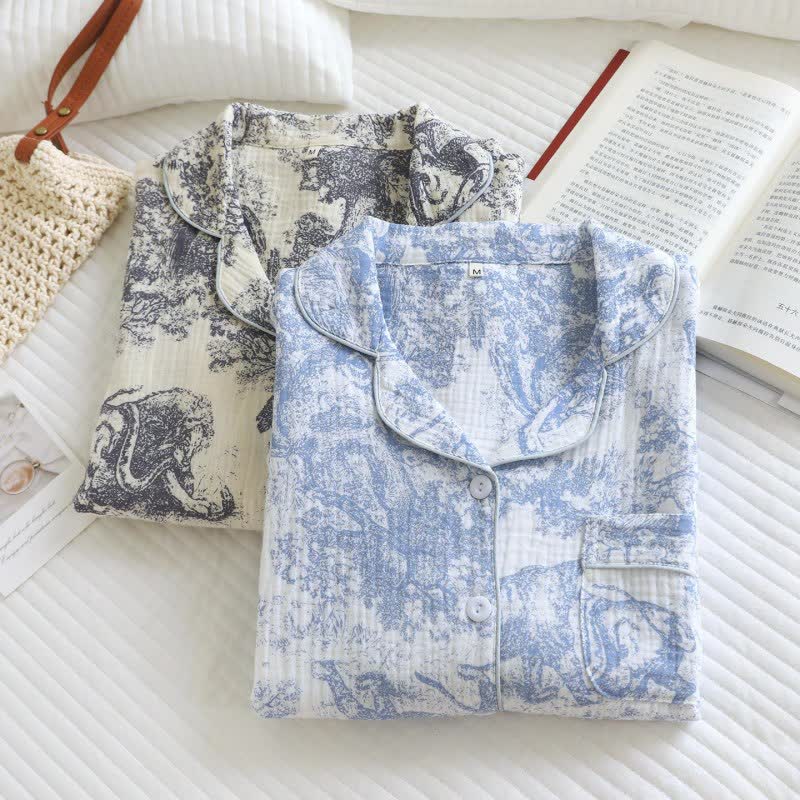 Tiger Tree Print Cotton Loungewear Set