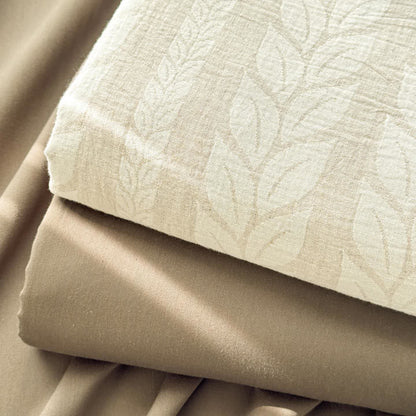 Beige Wheat Textured Cotton Linen Bedspread