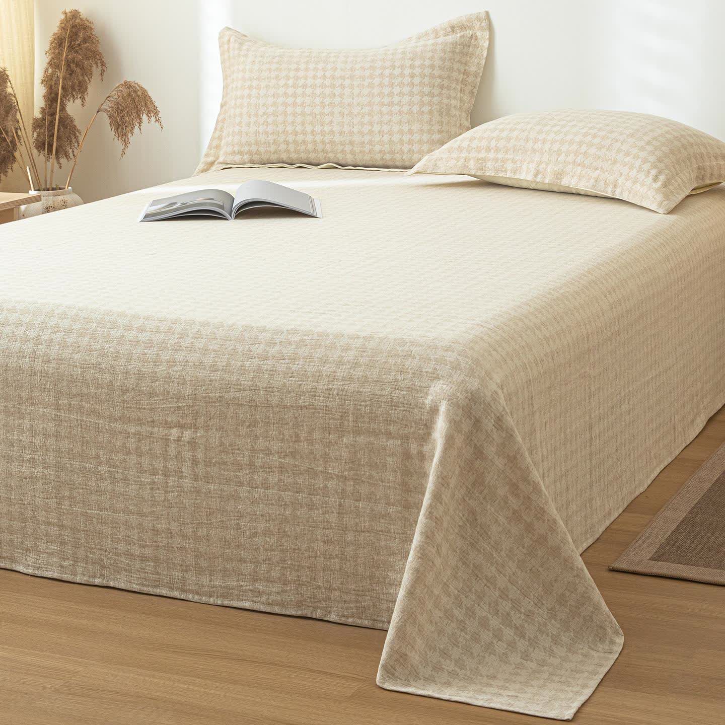 Houndstooth Textured Cotton Linen Bedspread - image 1