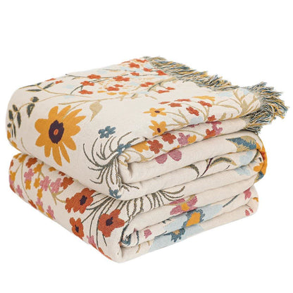 Blooming Sunflower Cotton Gauze Reversible Quilt