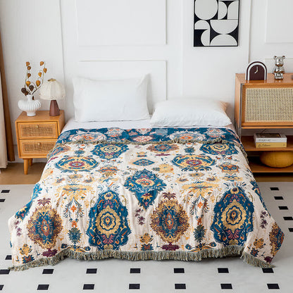 Boho Tribal Print Cotton Gauze Blanket