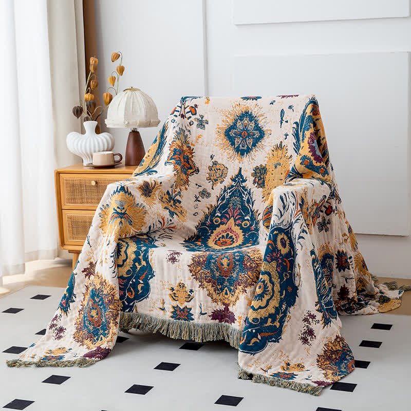 Boho Tribal Print Cotton Gauze Blanket