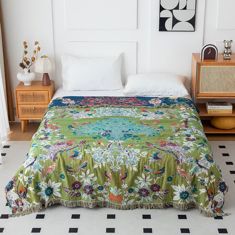 Wild Rose Cotton Gauze Reversible Blanket
