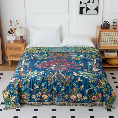 Wild Rose Cotton Gauze Reversible Blanket