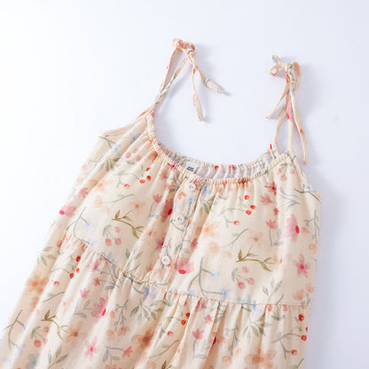 Floral Leaf Cotton Padded Camisole Nightdress - image 3