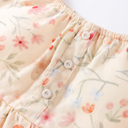 Floral Leaf Cotton Padded Camisole Nightdress