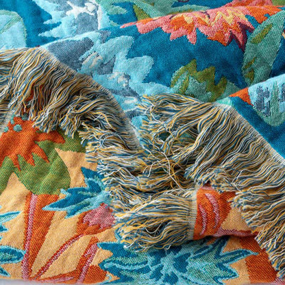 Tulip Gerbera Natural Cotton Tassel Blanket