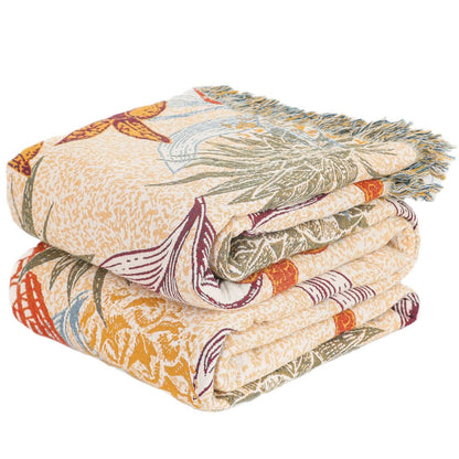 Pineapple Floral Butterfly Natural Cotton Quilt
