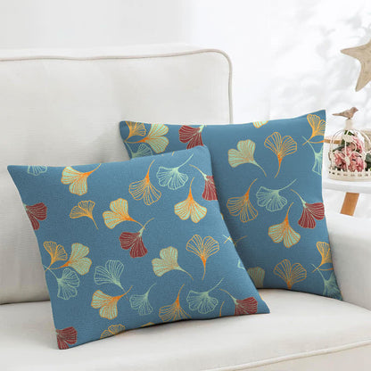 Ginkgo Biloba Cotton Jacquard Square Pillowcases(2PCS) - Blue - 18" x 18" - image 1