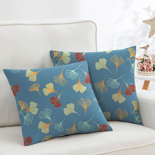 Ginkgo Biloba Cotton Jacquard Square Pillowcases(2PCS) - Blue - 18" x 18" - image 1