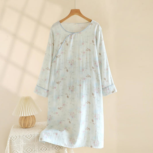 Oriental Rabbit Bamboo Cotton Gauze Nightdress - XL - image 1
