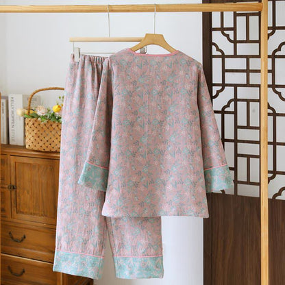 Oriental Floral Cotton Gauze Jacquard Pajamas - image 5